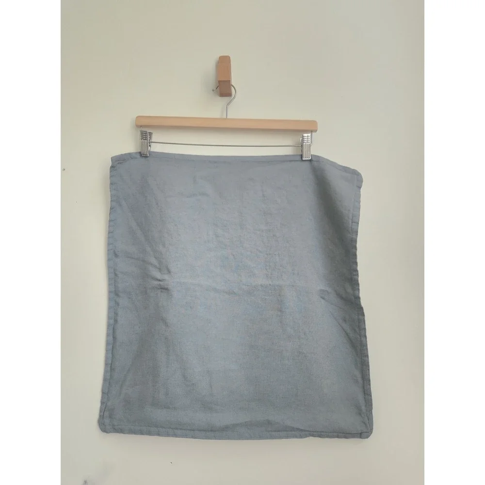 West Elm Throw Pillow Cover Home 20x20 Blue Belgian Flax Linen Square Sham